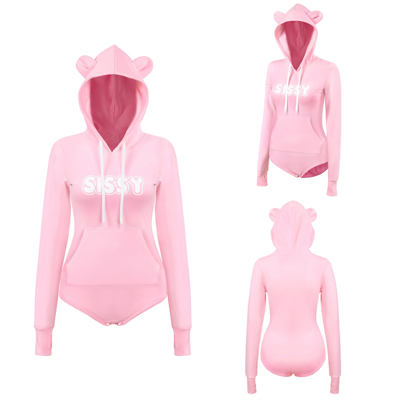 Cozy SissyUniversity Bear Hoodie Sweatshirt Onesie Pink - Image 6