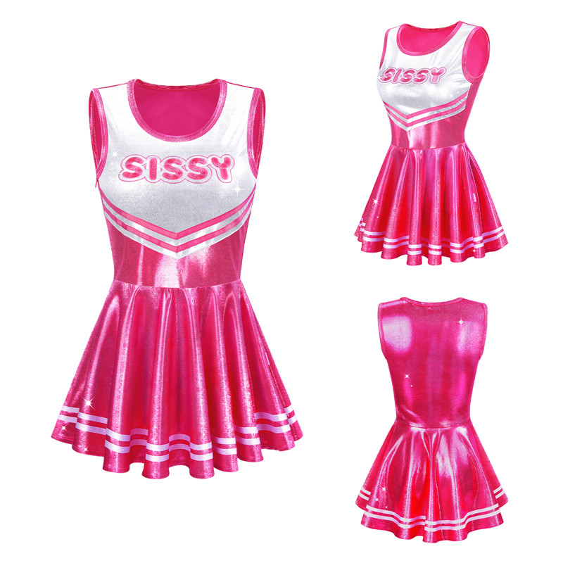 Cheer SissyUniversity Sparkle Metallic Bodycon Mini Dress Hot Pink - Image 6