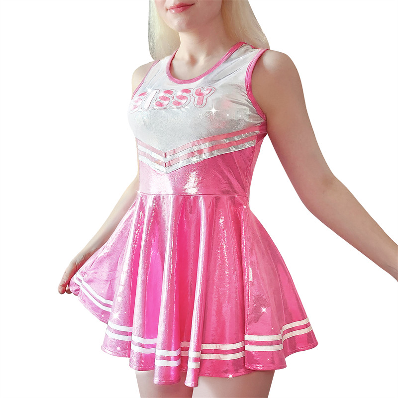 Cheer SissyUniversity Sparkle Metallic Bodycon Mini Dress Pink - Image 2