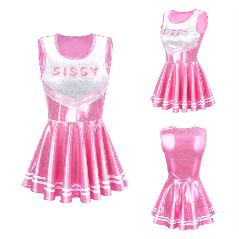 Cheer SissyUniversity Sparkle Metallic Bodycon Mini Dress Pink - Image 6