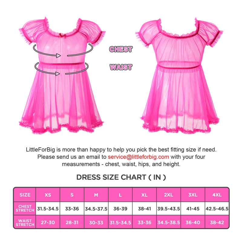 Unisex Mesh Seethrough Babydoll Dress Hot Pink - Image 4