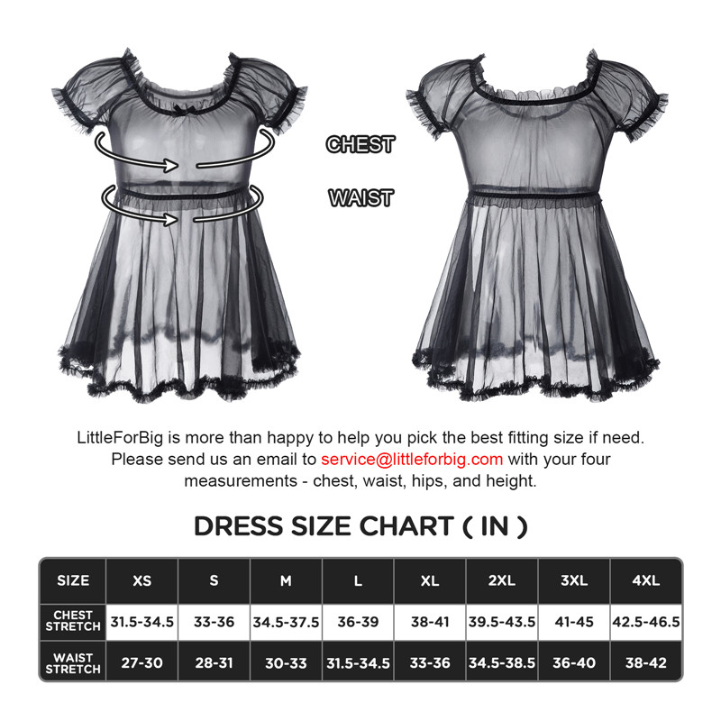 Unisex Mesh Seethrough Babydoll Dress Black - Image 4