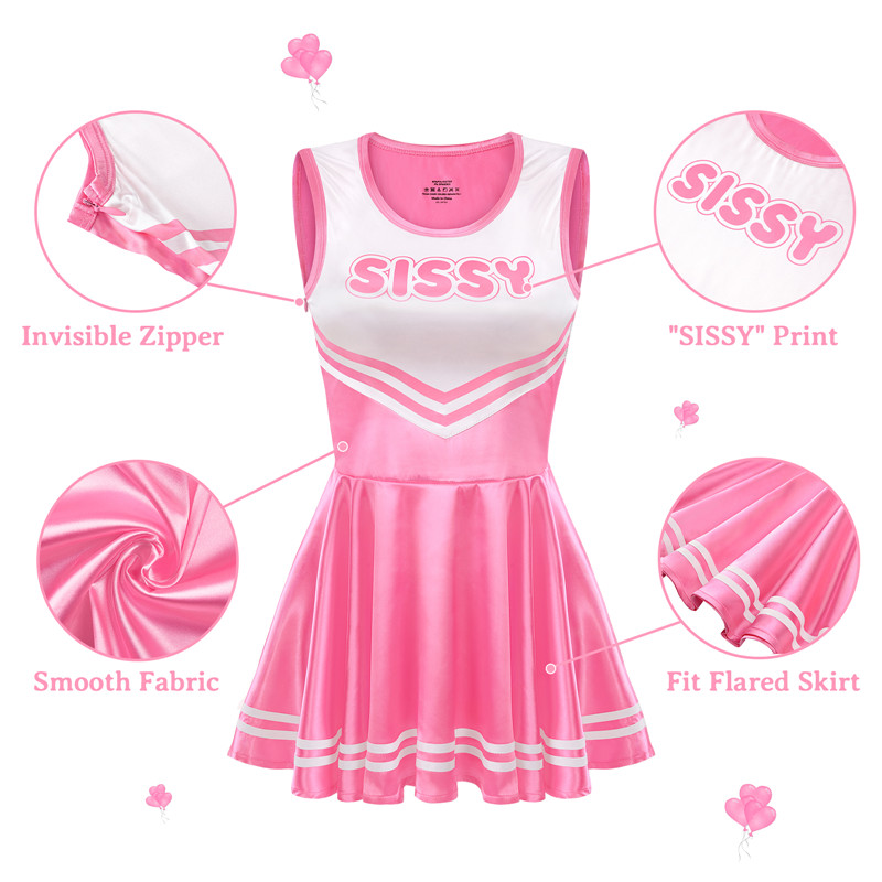 Shiny Satin Cheer SissyUniversity Mini Dress Rose - Image 8