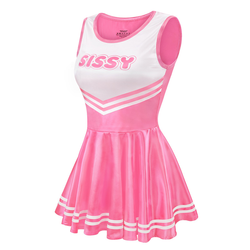 Shiny Satin Cheer SissyUniversity Mini Dress Rose - Image 6