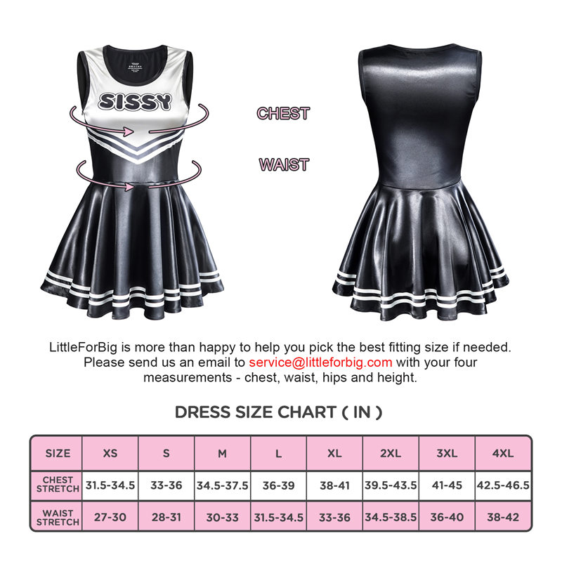 Shiny Satin Cheer SissyUniversity Mini Dress Black - Image 4