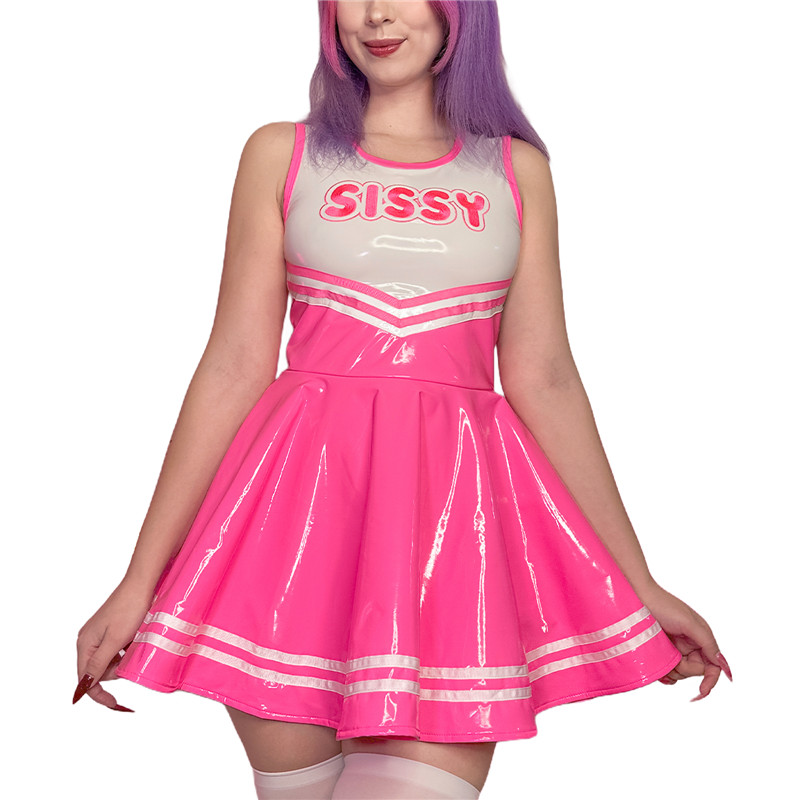 Cheer SissyUniversity Faux Leather Shiny Mini Dress - Image 2
