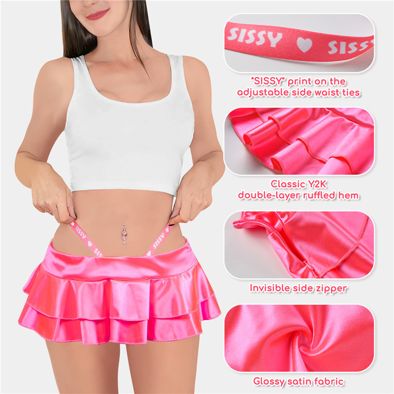 Satin SissyUniversity Side Strap Micro Skirt - Image 8