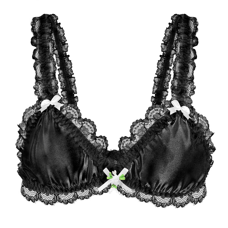 SissyUniversity Lacy Frill Bralette Black - Image 5
