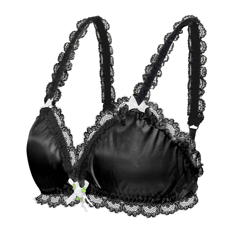 SissyUniversity Lacy Frill Bralette Black - Image 6