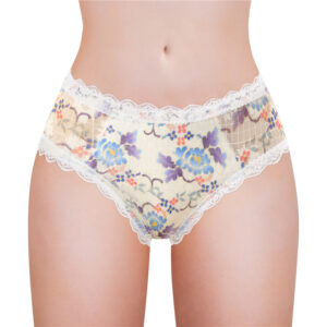 Purple & Blue Blossom Cheeky Bow Tucking Gaff Panties