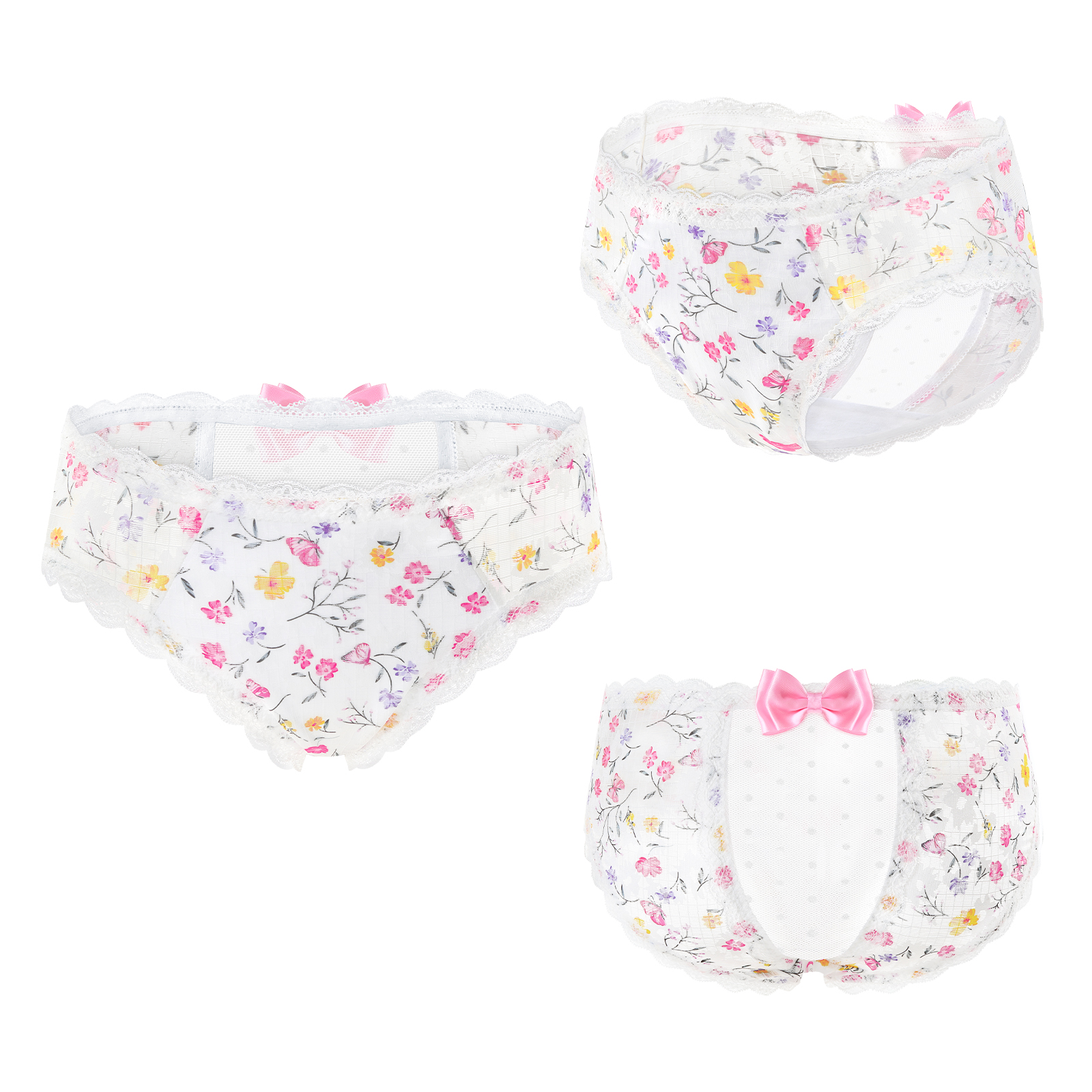 Flower Pattern Cheeky Bow Tucking Gaff Panties - Image 5