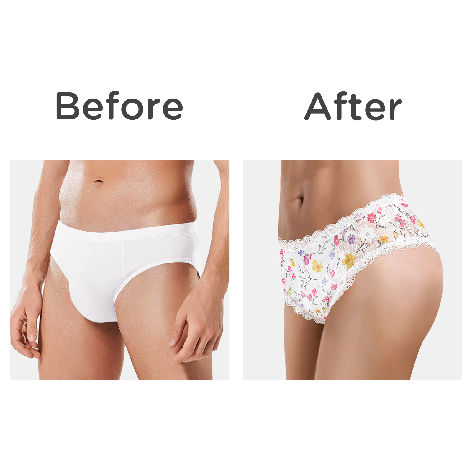 Flower Pattern Cheeky Bow Tucking Gaff Panties - Image 6