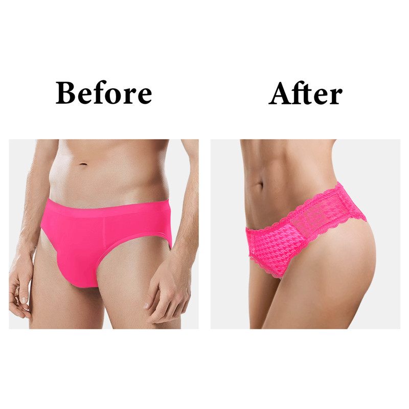 Cheeky Bow Tucking Gaff Panties Hot Pink - Image 5