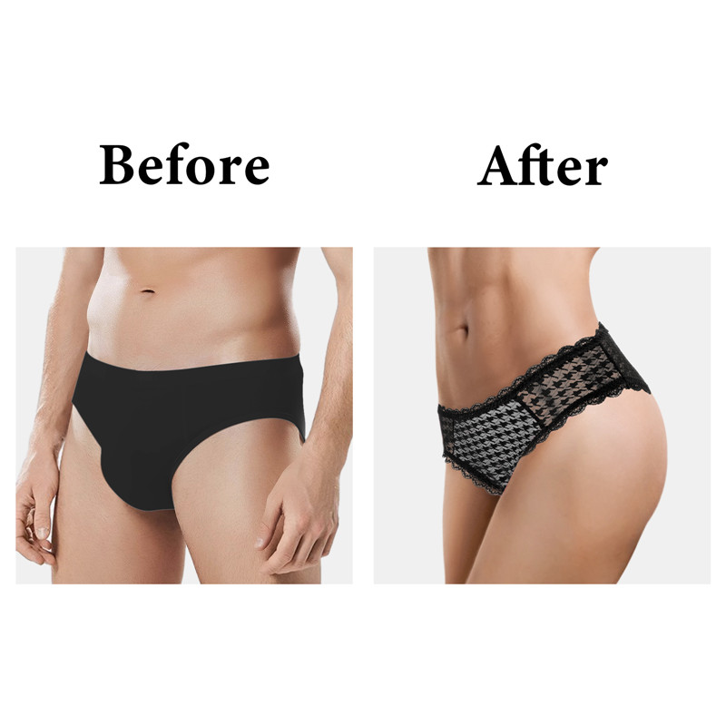 Cheeky Bow Tucking Gaff Panties Black - Image 5