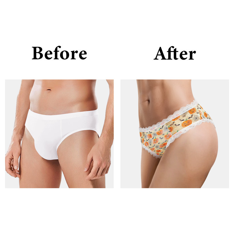 Pumpkin Lamps Pattern Cheeky Bow Tucking Gaff Panties - Image 5