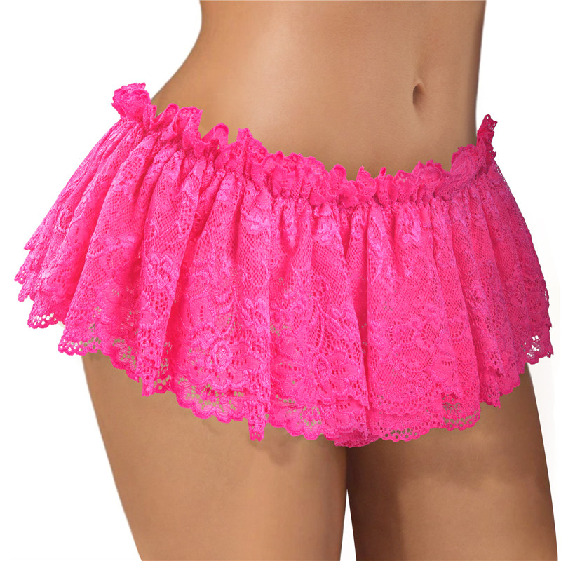 SissyUniversity Lace Skirted Thong Panties Hot Pink - Image 2