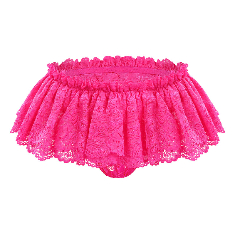 SissyUniversity Lace Skirted Thong Panties Hot Pink - Image 5
