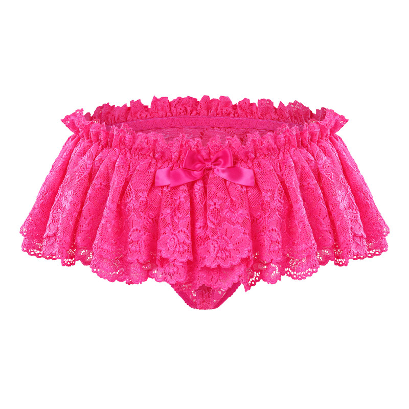 SissyUniversity Lace Skirted Thong Panties Hot Pink - Image 7