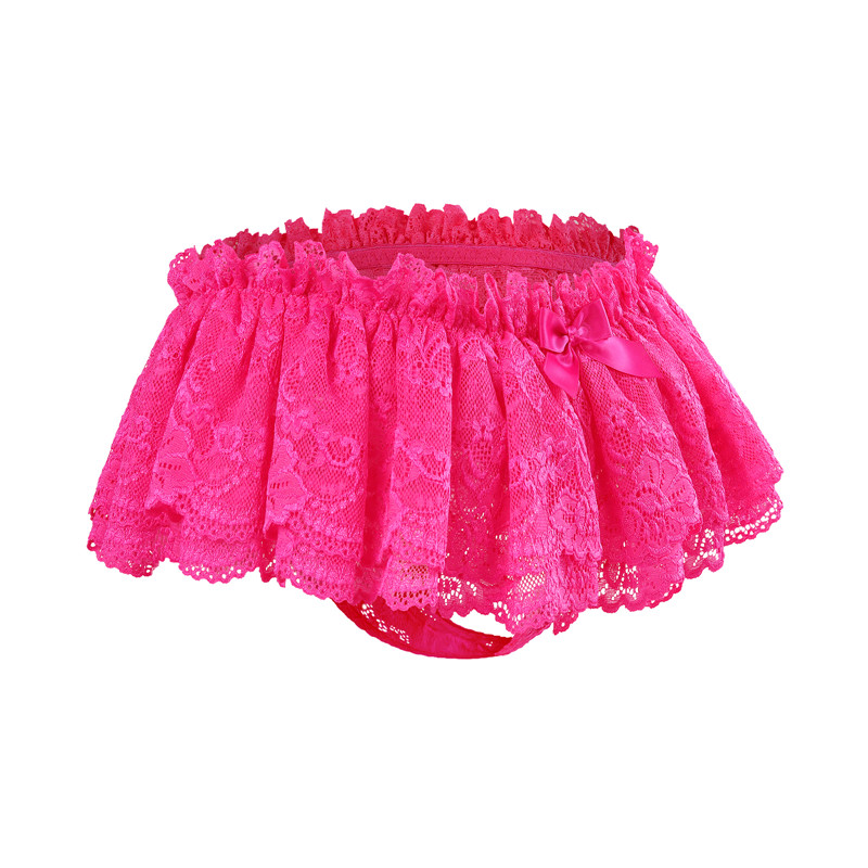 SissyUniversity Lace Skirted Thong Panties Hot Pink - Image 6