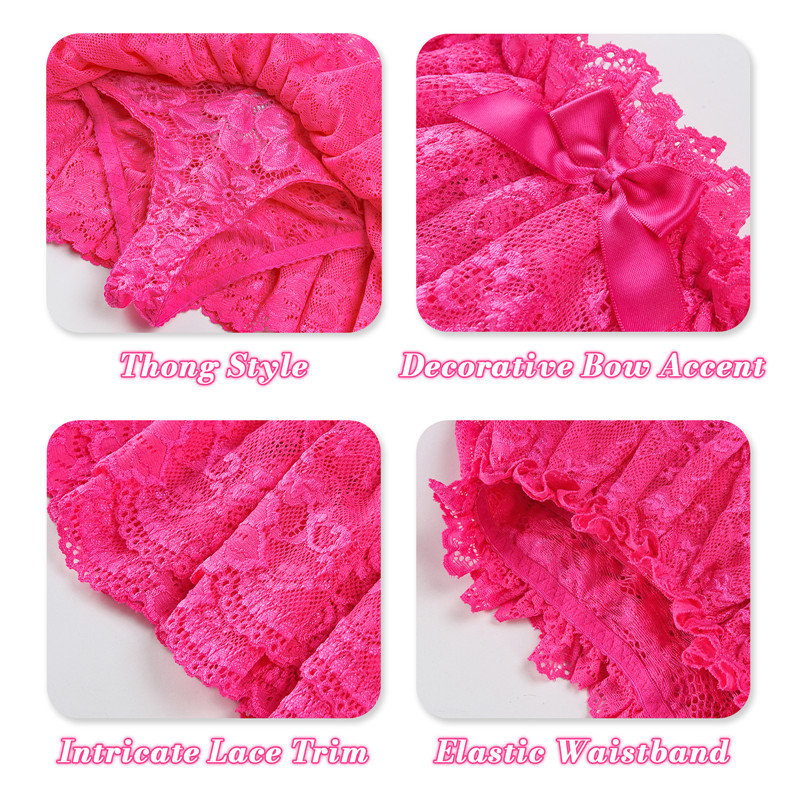 SissyUniversity Lace Skirted Thong Panties Hot Pink - Image 3