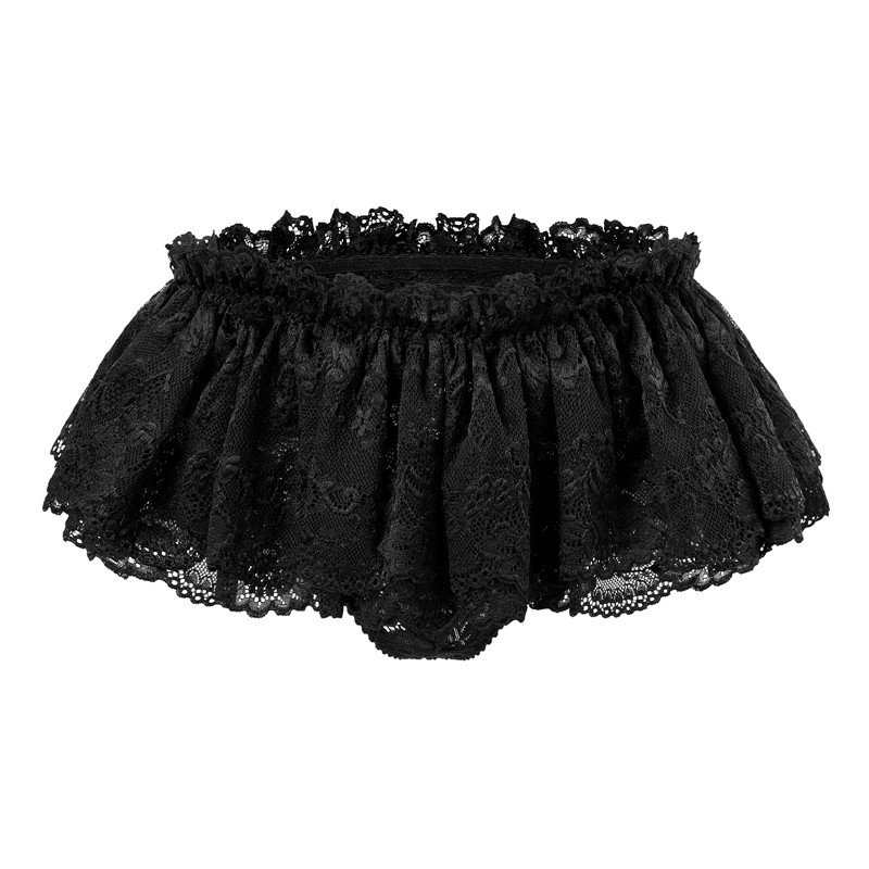 SissyUniversity Lace Skirted Thong Panties Black - Image 3