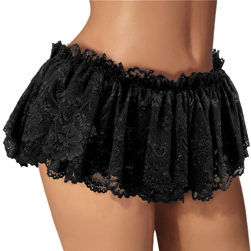 SissyUniversity Lace Skirted Thong Panties Black - Image 2