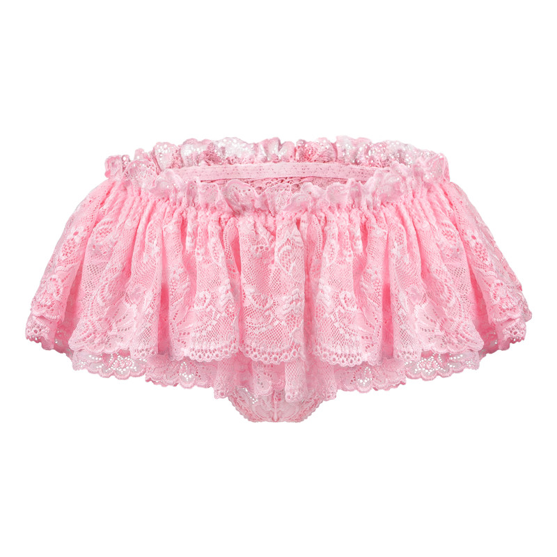 SissyUniversity Lace Skirted Thong Panties Pink - Image 3