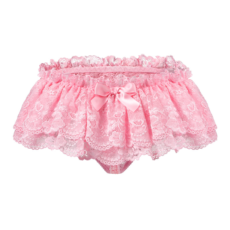 SissyUniversity Lace Skirted Thong Panties Pink - Image 5