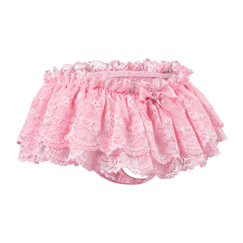 SissyUniversity Lace Skirted Thong Panties Pink - Image 6