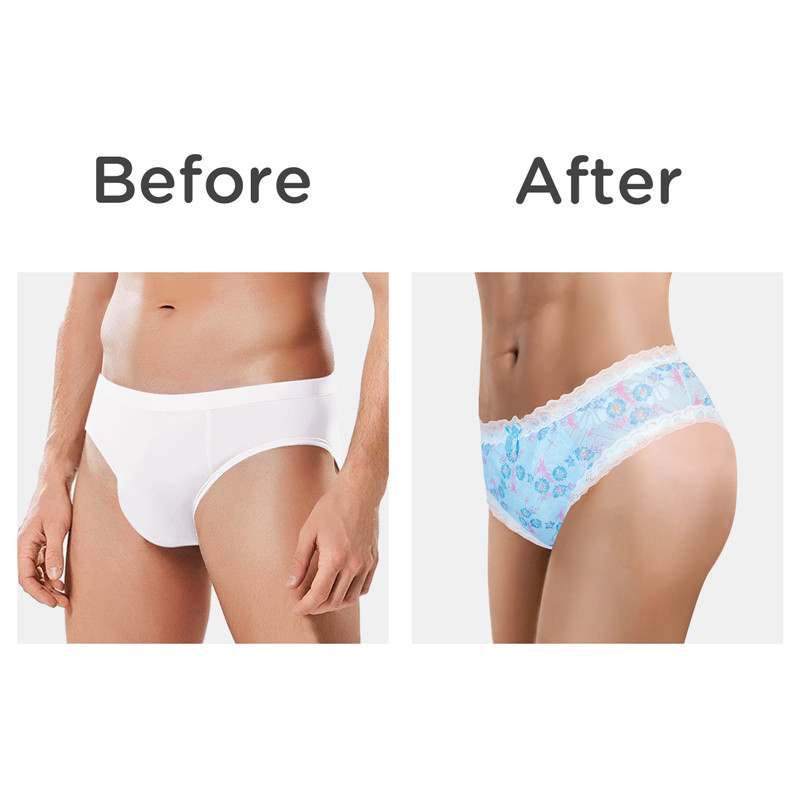 Cottagecore Pattern Tucking Gaff Panties Blue - Image 6