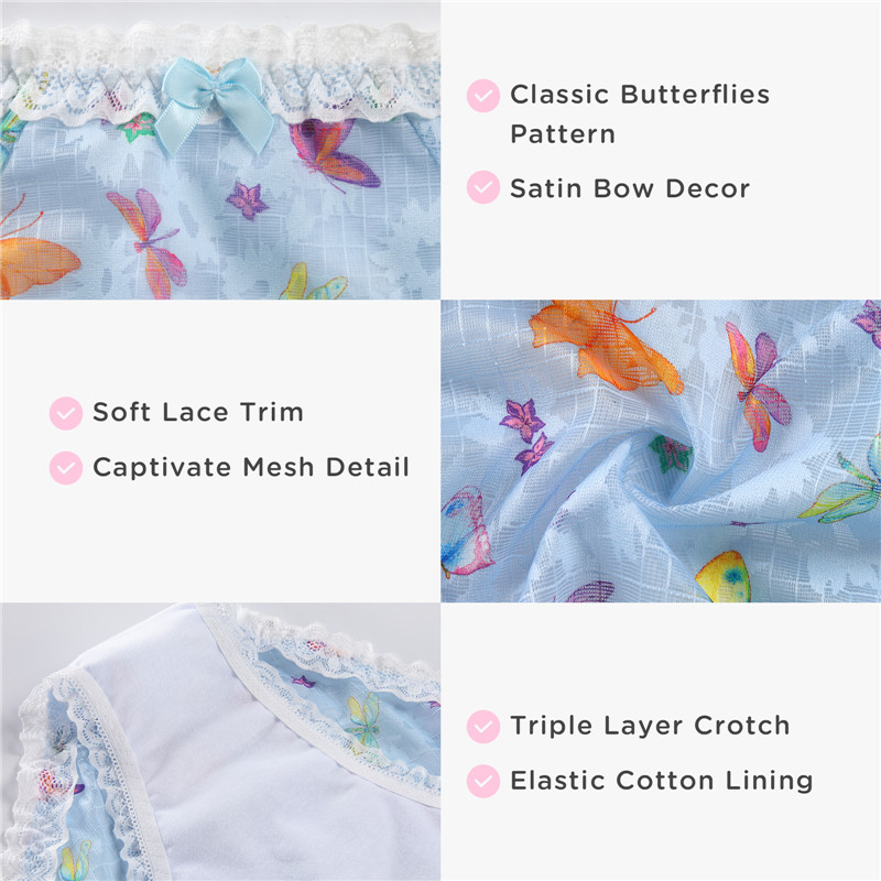Butterflies Pattern Tucking Gaff Panties - Image 8