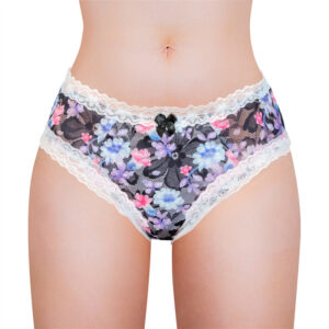 Cottagecore Pattern Tucking Gaff Panties Black