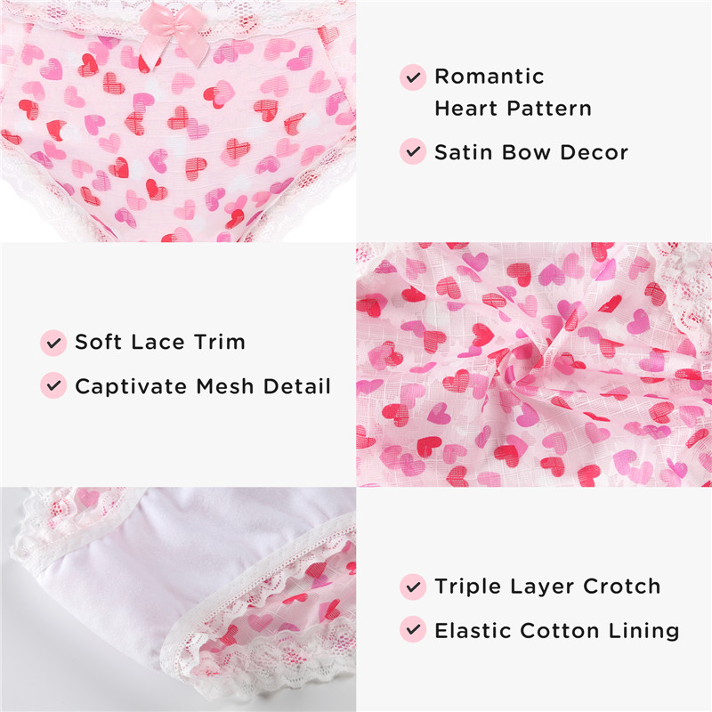 Hearts Pattern Tucking Gaff Panties - Image 8