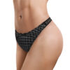 Mesh Houndstooth Thong Tucking Gaff Panties Black