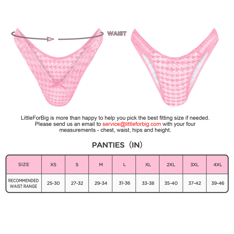 Mesh Houndstooth Thong Tucking Gaff Panties Pink - Image 4