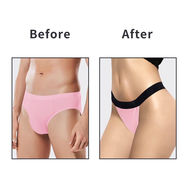 Wider Straps Thong Tucking Gaff Panties Pink - Image 5