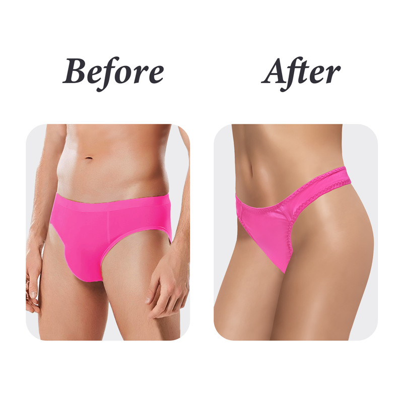 Thick Band Tucking Gaff Thong Panties Rose - Image 5
