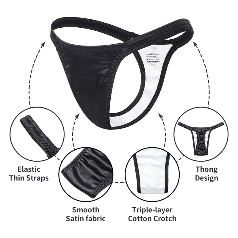 Thin Band Thong Tucking Gaff Panties Black - Image 8