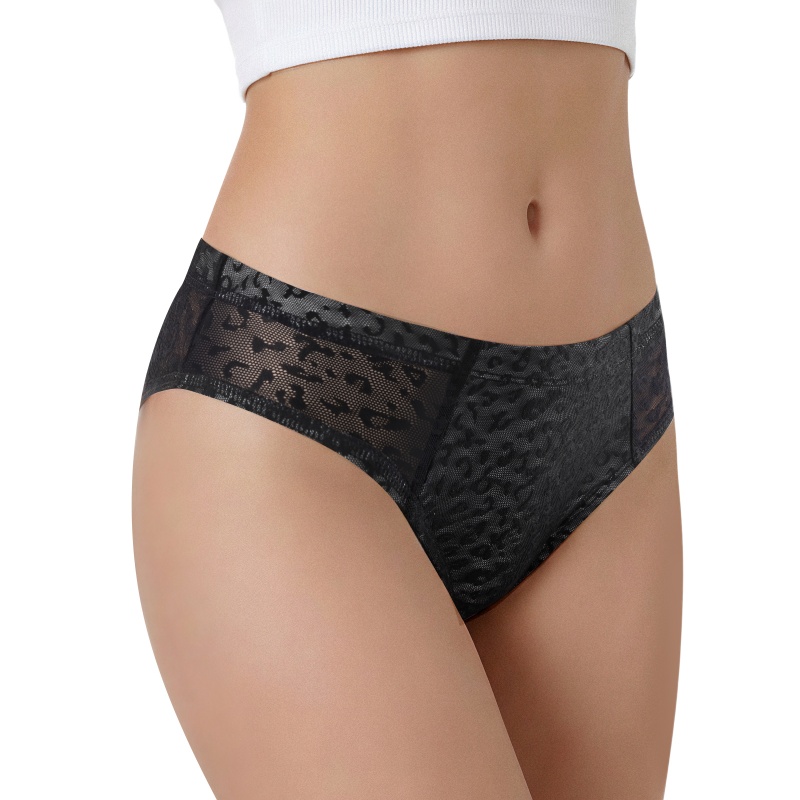 Leopard Print Mesh Tucking Gaff Brazilian Cheeky Panties - Image 3