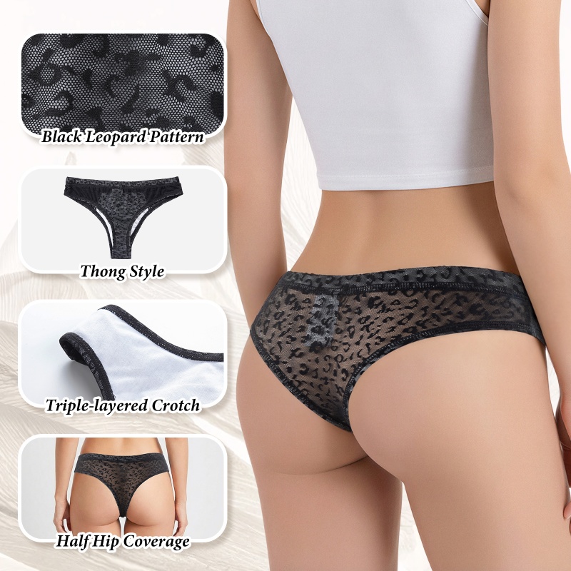Leopard Print Mesh Tucking Gaff Brazilian Cheeky Panties - Image 7