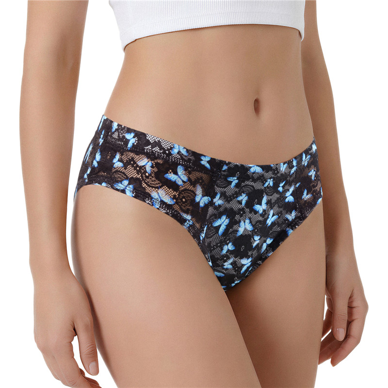 Blue Butterfly Mesh Tucking Gaff Brazilian Cheeky Panties - Image 3