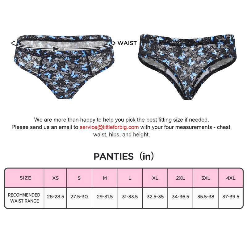 Blue Butterfly Mesh Tucking Gaff Brazilian Cheeky Panties - Image 4