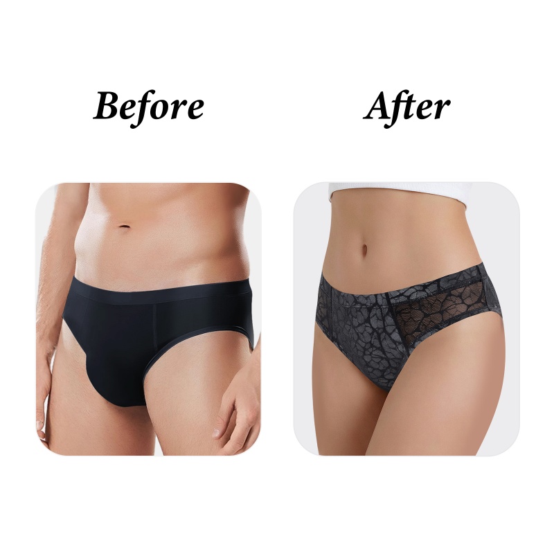 Black Mesh Tucking Gaff Brazilian Cheeky Panties - Image 6