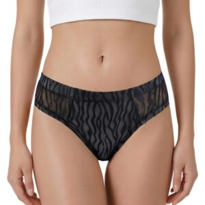 Black Tiger Stripes Pattern Mesh Tucking Gaff Brazilian Cheeky Panties