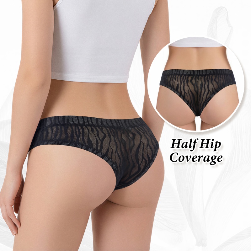 Black Tiger Stripes Pattern Mesh Tucking Gaff Brazilian Cheeky Panties - Image 8