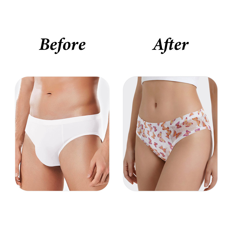 Butterfly Print Mesh Tucking Gaff Brazilian Cheeky Panties - Image 6
