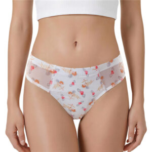 Cupid Print Mesh Tucking Gaff Brazilian Cheeky Panties