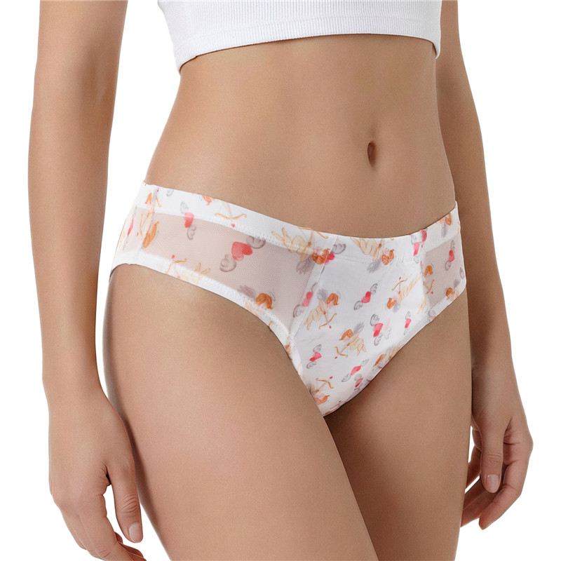Cupid Print Mesh Tucking Gaff Brazilian Cheeky Panties - Image 3