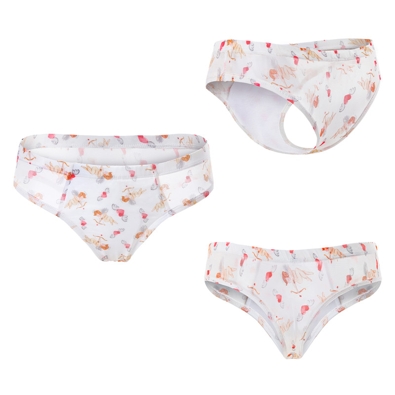 Cupid Print Mesh Tucking Gaff Brazilian Cheeky Panties - Image 7