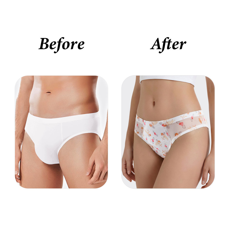 Cupid Print Mesh Tucking Gaff Brazilian Cheeky Panties - Image 6